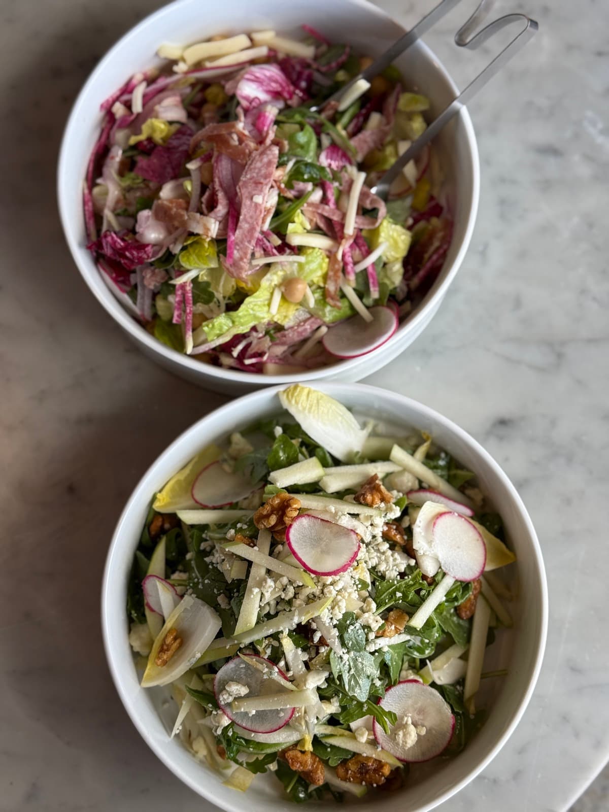 Arugula endive and La Scala salads